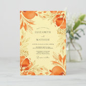 Orange Vivid Mediterranean Wedding Einladung (Stehend Vorderseite)
