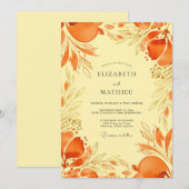 Orange Vivid Mediterranean Wedding Einladung (Vorne/Hinten)