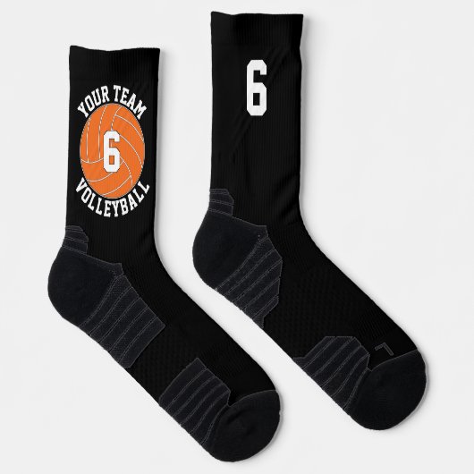 Orange Volleyball Benutzerdefinierter Teamname und Socken (Rechts)