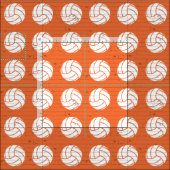 Orange Volleyball Holzfußboden Gemustert Stoff (Kachel)