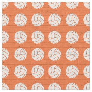 Orange Volleyball Holzfußboden Gemustert Stoff