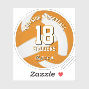 orange Volleyball-Mannschaftsfarben Athletenname Aufkleber