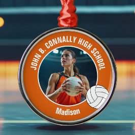 Orange Volleyball Player Photo Christmas Gift Ornament Aus Metall