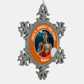 Orange Volleyball Player Photo High School Schneeflocken Zinn-Ornament (Links)