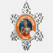 Orange Volleyball Player Photo High School Schneeflocken Zinn-Ornament (Rechts)