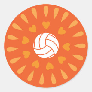 Orange Volleyballs Kaleidoskop Muster Runder Aufkleber