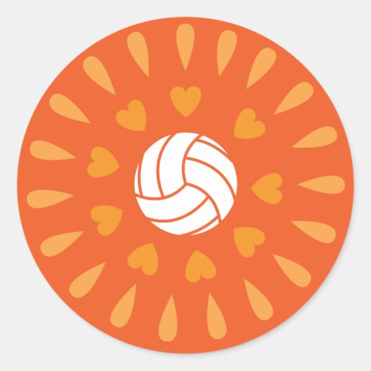 Orange Volleyballs Kaleidoskop Muster Runder Aufkleber (Vorderseite)