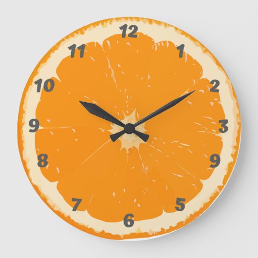 Orange Wall Clock für die Küche Große Wanduhr (Vorderseite)