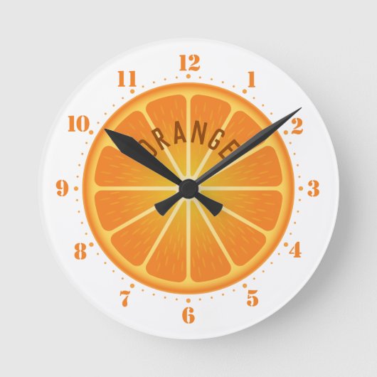 Orange Wall Clock Runde Wanduhr (Vorderseite)