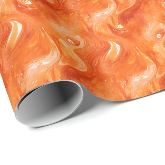 Orange Wasserfarbe Abstrakt Geschenkpapier (Rolleneckpunkt)