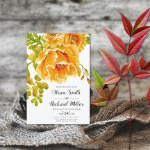 Orange Wasserfarbe Blumen Typografie Hochzeit