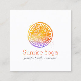 Orange Wasserfarbe Mandala Yoga und Wellness Quadratische Visitenkarte