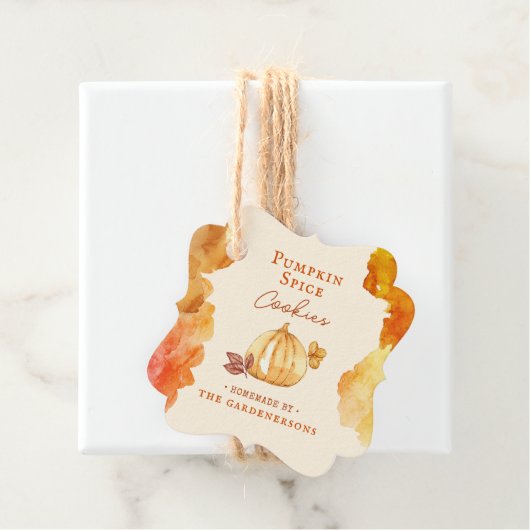 Orange Wasserfarbe Pumpkin Gewürz Geschenkanhänger (Beispiel)