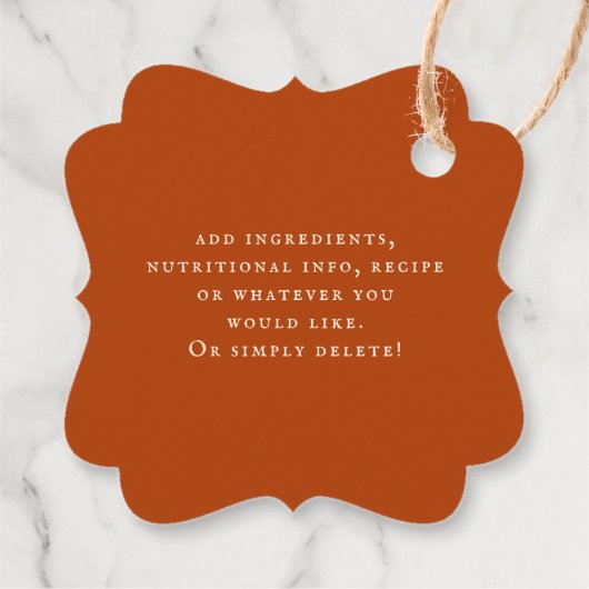 Orange Wasserfarbe Pumpkin Gewürz Geschenkanhänger (Rückseite)