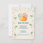 Orange Wasserfarbe Pumpkin mit Confetti Save The Date (Vorderseite)