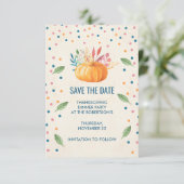Orange Wasserfarbe Pumpkin mit Confetti Save The Date (Stehend Vorderseite)