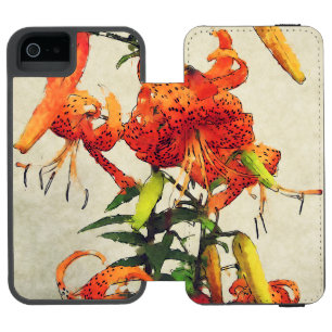 Orange Wasserfarbe Tigerlilie 1 Incipio Watson™ iPhone 5 Geldbörsen Hülle