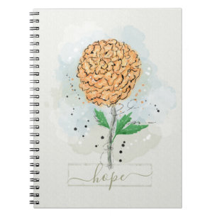 Orange Wasserfarben-Blumen-Hoffnungs-Notizbuch Notizblock