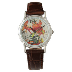 Orange-Wasserfarben-Tigerlilie 1 Armbanduhr