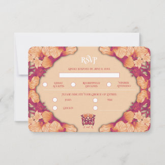 Orange Wassermalerei Jugendstil Hochzeits-Antwortk RSVP Karte