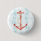 Orange Watercolor Anchor Button (Vorderseite)