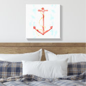 Orange Watercolor Anchor Leinwanddruck (Insitu (Schlafzimmer))