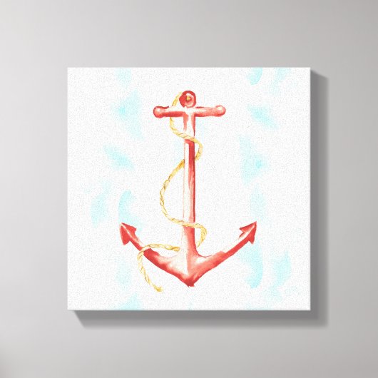 Orange Watercolor Anchor Leinwanddruck (Vorderseite)
