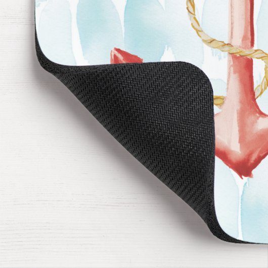 Orange Watercolor Anchor Mousepad (Ecke)