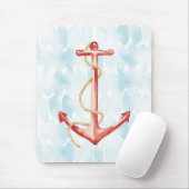 Orange Watercolor Anchor Mousepad (Mit Mouse)
