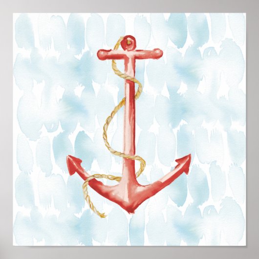 Orange Watercolor Anchor Poster (Vorne)