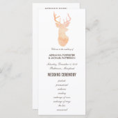 Orange Watercolor Antler Wedding Modern Program Programm (Vorne/Hinten)