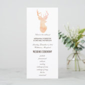 Orange Watercolor Antler Wedding Modern Program Programm (Stehend Vorderseite)