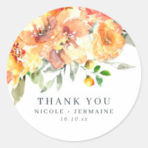 Orange Watercolor Blume Hochzeit Vielen Dank