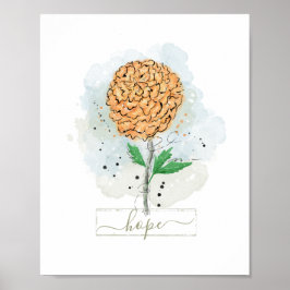 Orange Watercolor Blume Hope Poster