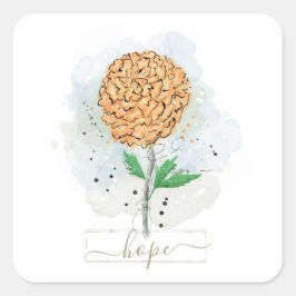 Orange Watercolor Blume Hope Square Sticker