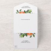 Orange Watercolor Blumengarten Hochzeitsstimmung All In One Einladung (Außenbereich)