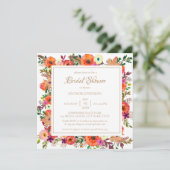 Orange Watercolor Bridal Dusche Einladung (Stehend Vorderseite)