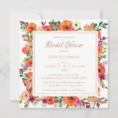 Orange Watercolor Bridal Dusche Einladung (Vorderseite)