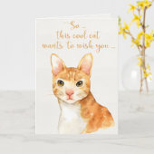 Orange Watercolor Cat - Happy Birthday Card Karte (Gelbe Blume)