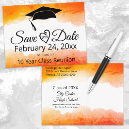 Orange Watercolor Class Wiedersehen Save the Date Postkarte