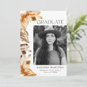 Orange Watercolor Crystal Foto Graduation Party Einladung (Stehend Vorderseite)