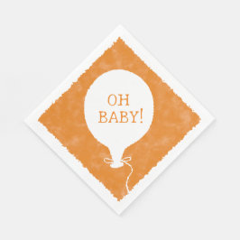 Orange Watercolor Custom Text Babydusche Oh Baby Serviette