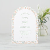 Orange Watercolor Floral Wedding Einladung (Stehend Vorderseite)