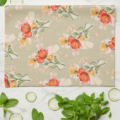 Orange Watercolor Florals Teetuch Geschirrtuch (Gefaltet)