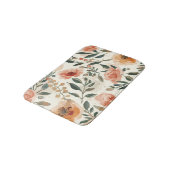 Orange Watercolor Flowers Botanical Painting Badematte (Schrägansicht)