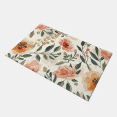 Orange Watercolor Flowers Botanical Painting Fußmatte (Schrägansicht)