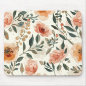 Orange Watercolor Flowers Botanical Painting Mousepad (Vorne)