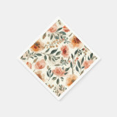 Orange Watercolor Flowers Botanical Painting Serviette (Ecke)