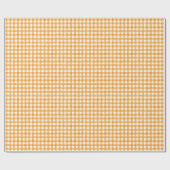 Orange Watercolor Gingham Wrapping Paper Geschenkpapier (Flach)