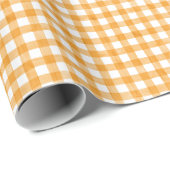 Orange Watercolor Gingham Wrapping Paper Geschenkpapier (Rolleneckpunkt)
